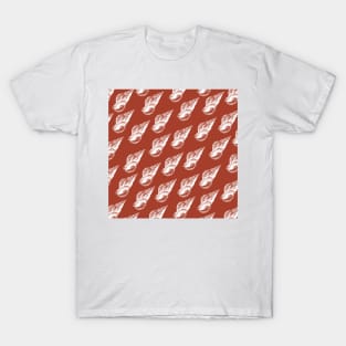 tulip shell aloha print pattern dusty orange and white T-Shirt